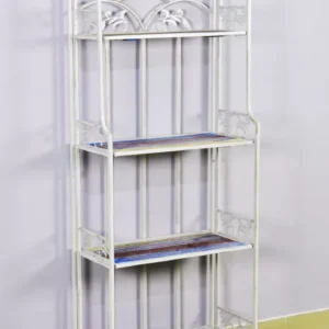 رف حديد مشغول أبيض معتق بأربعة أدوار