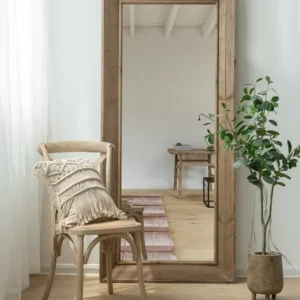 مرايا خشب طويلة من الصنوبر الطبيعي - قابلة للتعليق والتسنيد، 190 سم × 85 سم