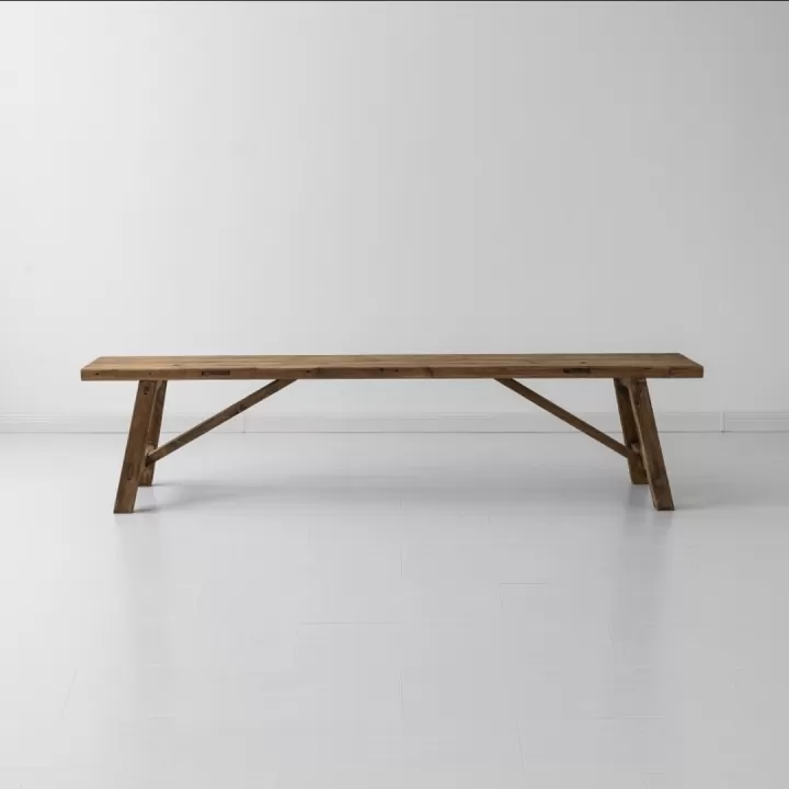 كرسي بانش خشبي من الصنوبر الطبيعي - أبعاد 45 × 200 × 28 سم