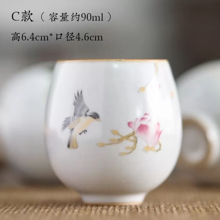 كوب قهوة من السيراميك برسومات يدوية انيق للشاي و القهوة العربية و التركية والاسبريسو سعة 90 مل