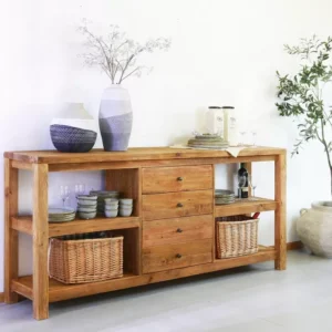 طاولة بوفيه باربع ادراج من الخشب الطبيعي