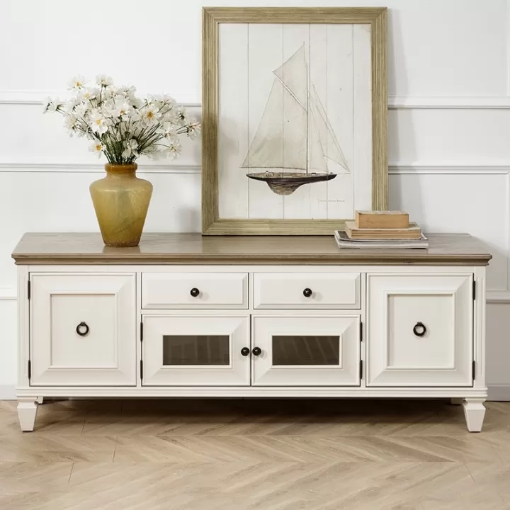 طاولة تلفزيون بدرجين واربع دواليب