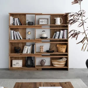 مكتبة خشبية ريفية قابلة للتمدد من خشب الصنوبر تصل الى 185سم