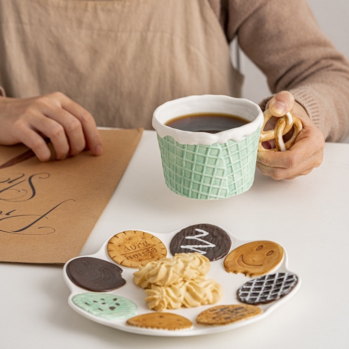 صحن تقديم حلى كوكيز ملون من السيراميك