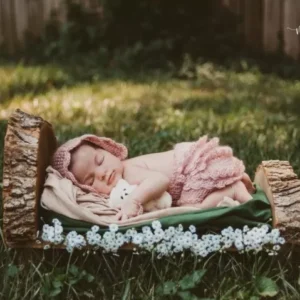 سرير تصوير مواليد من اغصان الشجر الطبيعي