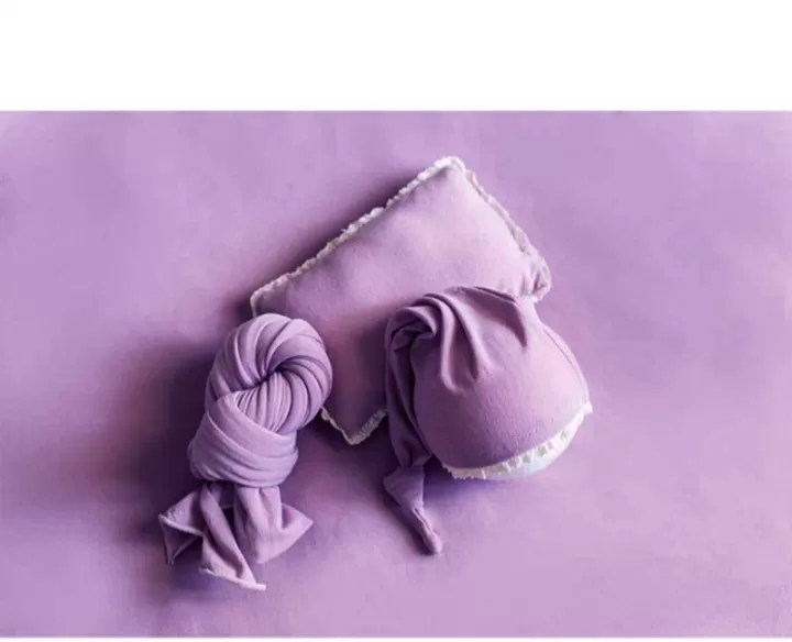 طقم خلفية + مخدة + قبعة + لفة لتصوير المواليد