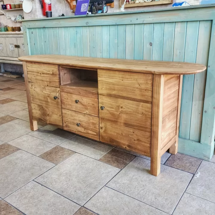 طاولة تلفزيون من خشب الصنوبر الطبيعي ارتفاع 68 سم