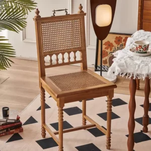 كرسي خشب اوك و راتان طبيعي