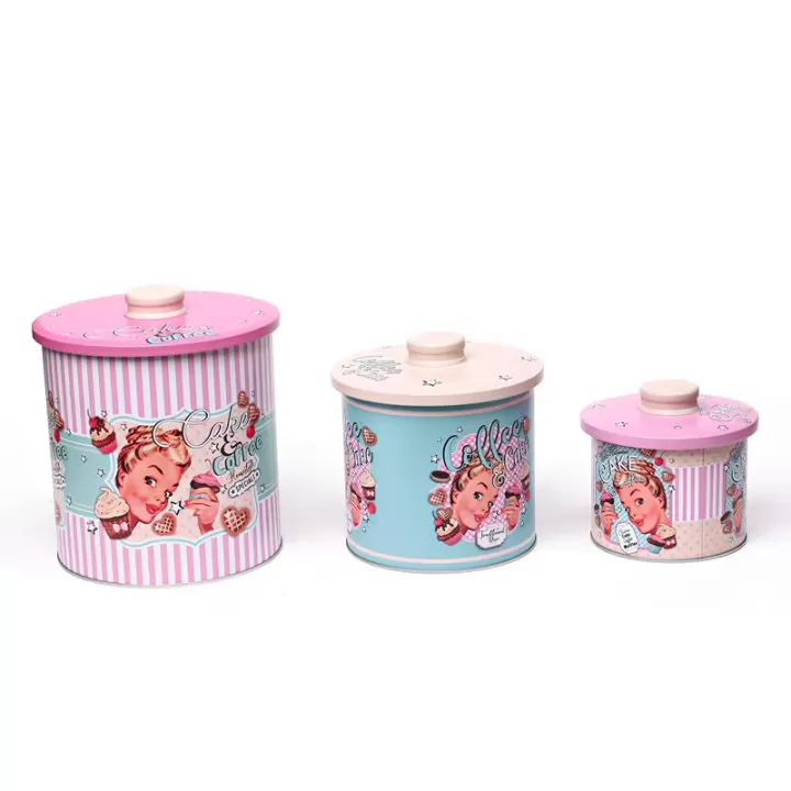 طقم علب معدنية من ثلاثة قطع