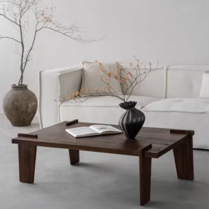 طاولة وسط مستطيلة من الخشب الطبيعي