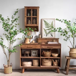 طاولة كونسول ريفية مستطيلة من الخشب