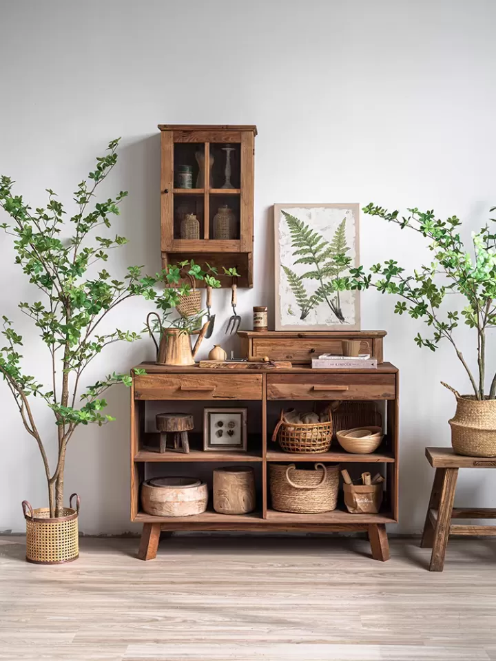 طاولة كونسول ريفية مستطيلة من الخشب