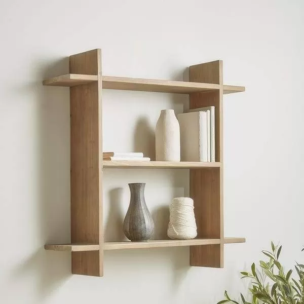 رف خشبي متعدد الاستخدامات بثلاثة أدوار