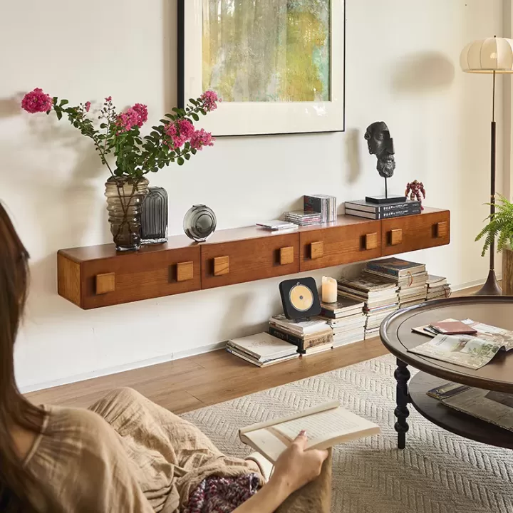 طاولة شاشة بلازما خشب باربعة ابواب تخزين