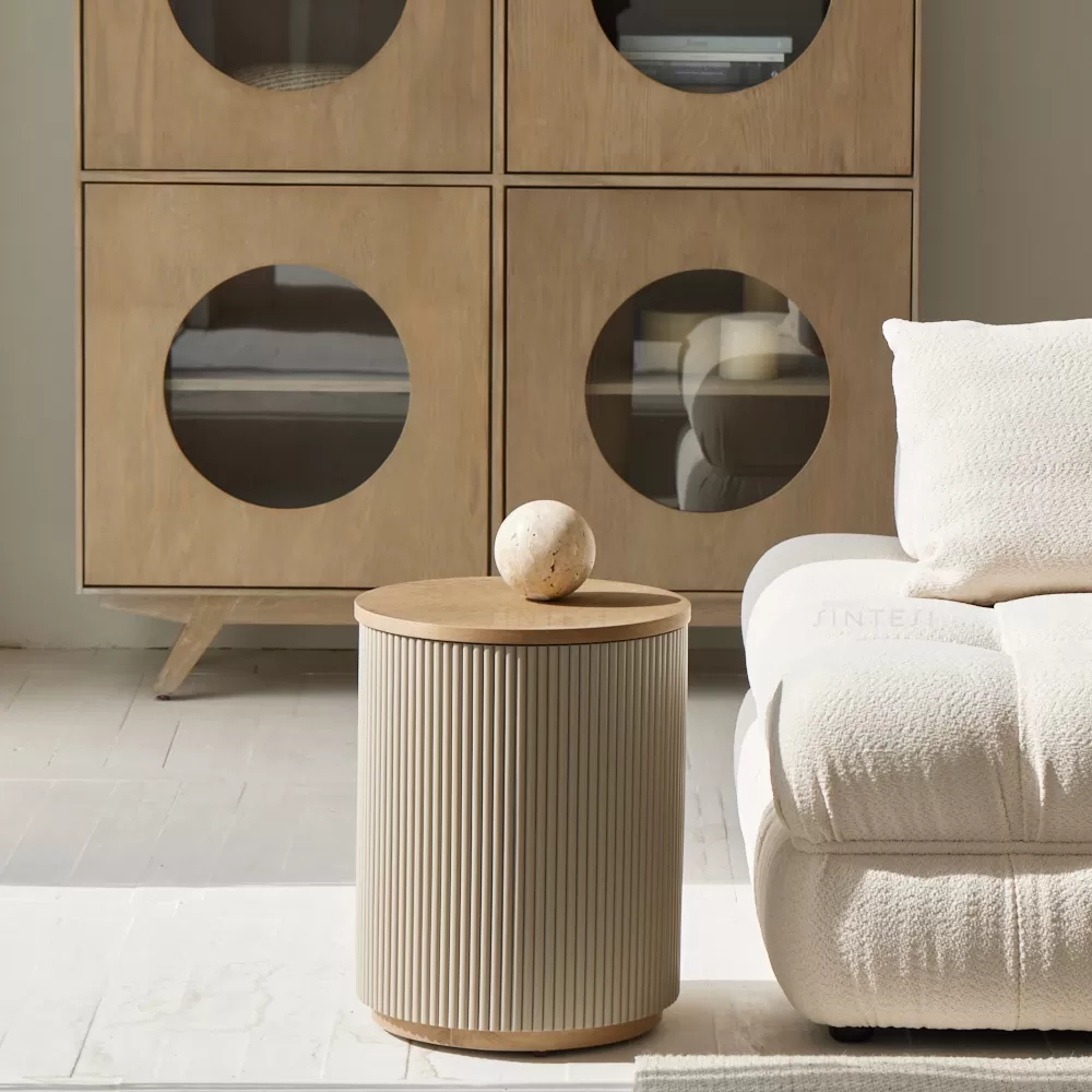 طاولة خدمة جانبيه من خشب الاوك الطبيعي