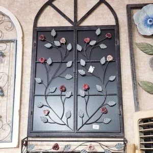 شباك جداري ديكوري معدني من الحديد المشغول بتصميم هندسي - 60×120 سم