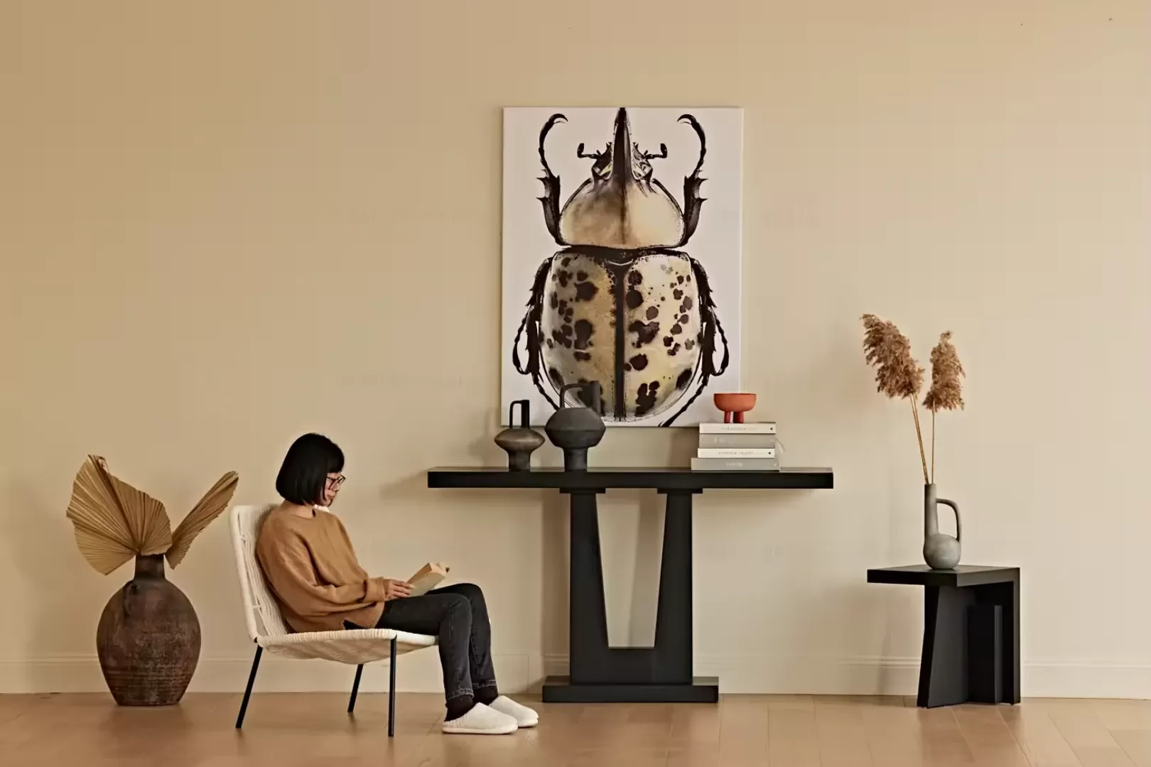 طاولة كونسول من خشب الصنوبر الطبيعي