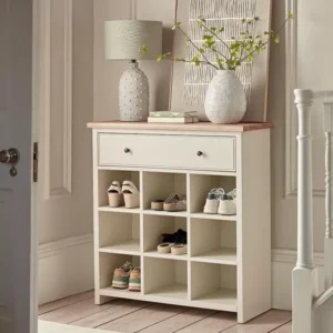 دولاب مدخل خشبي لحفظ الأحذية بـ9 خانات ودرج علوي – تصميم عملي أنيق