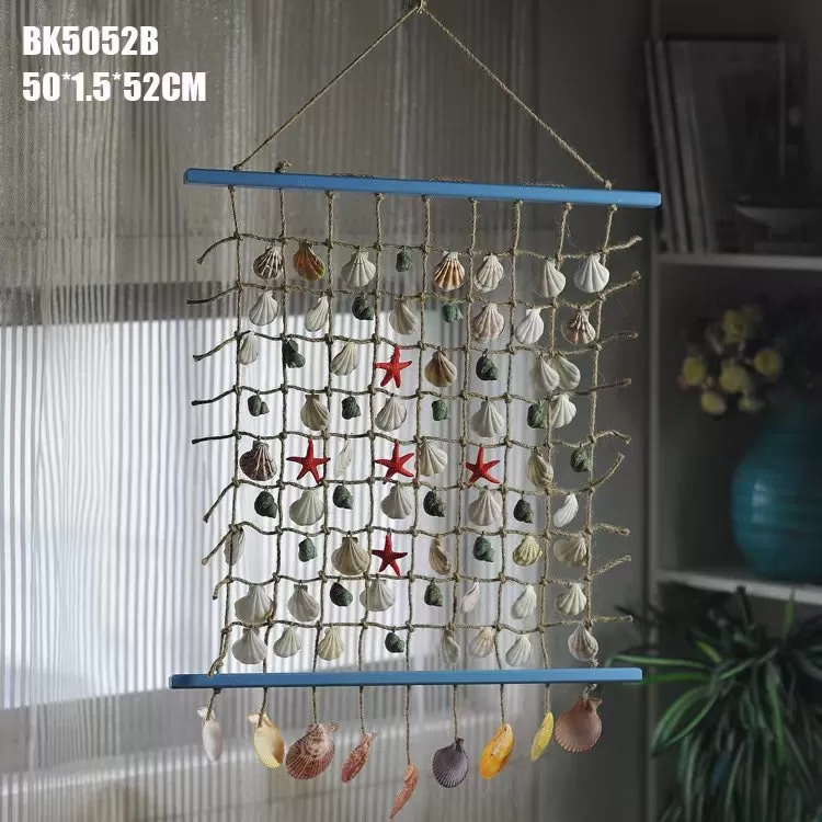 تعليقة جدارية شبكة صيد ديكورية ممتلئة بالأصداف البحرية