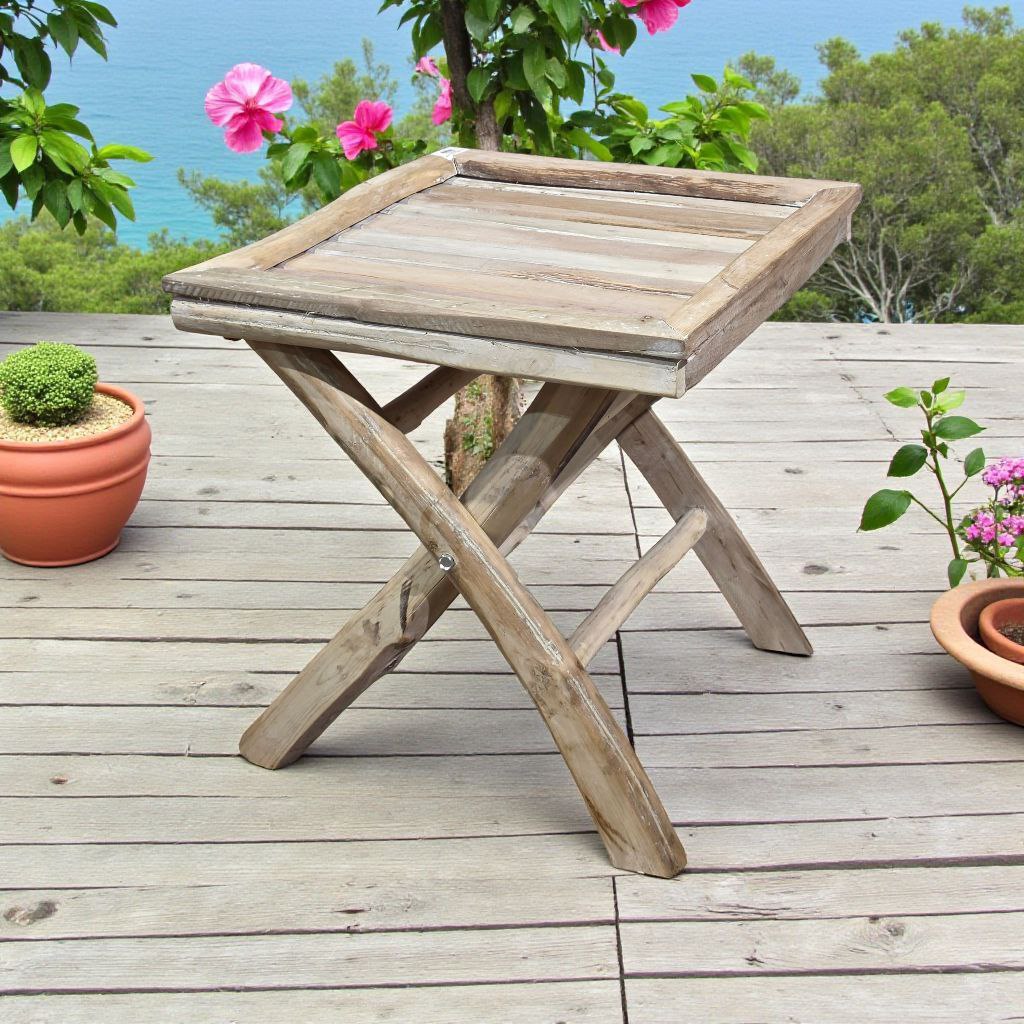 طاولة خدمة قابلة للطي من أغصان الشجر الطبيعي – تصميم ريفي عملي وأنيق