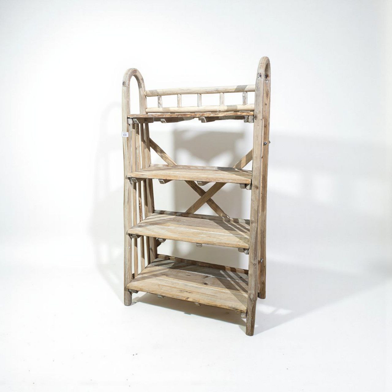 ستاند خشبي لحمل الأصايص أو الأحذية بأربعة أرفف من الخشب الطبيعي