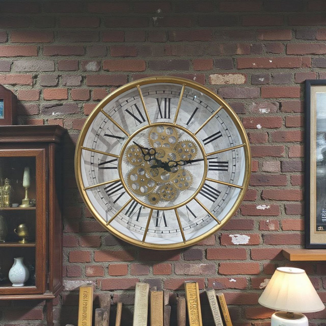 ساعة جدارية دائرية بإطار معدني أنيق تعمل بالبطارية – تصميم عصري للديكور المنزلي