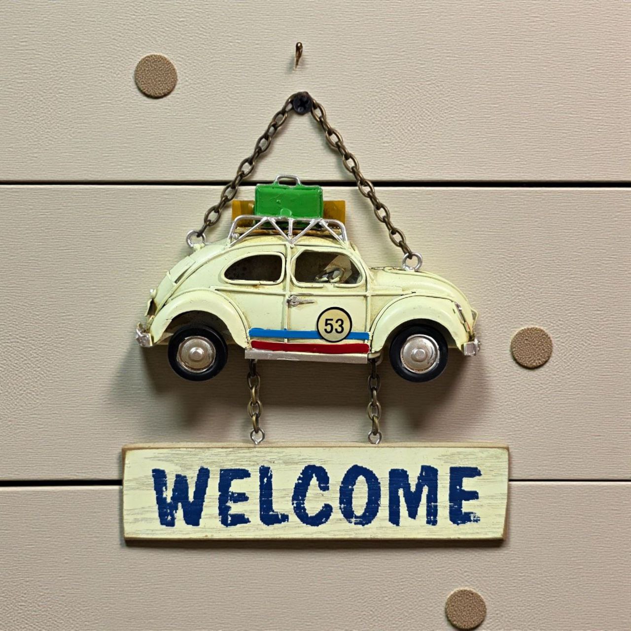 تعليقة جدارية ترحيبية معدنية بتصميم سيارة بيتل كلاسيكية ستايل فانتج